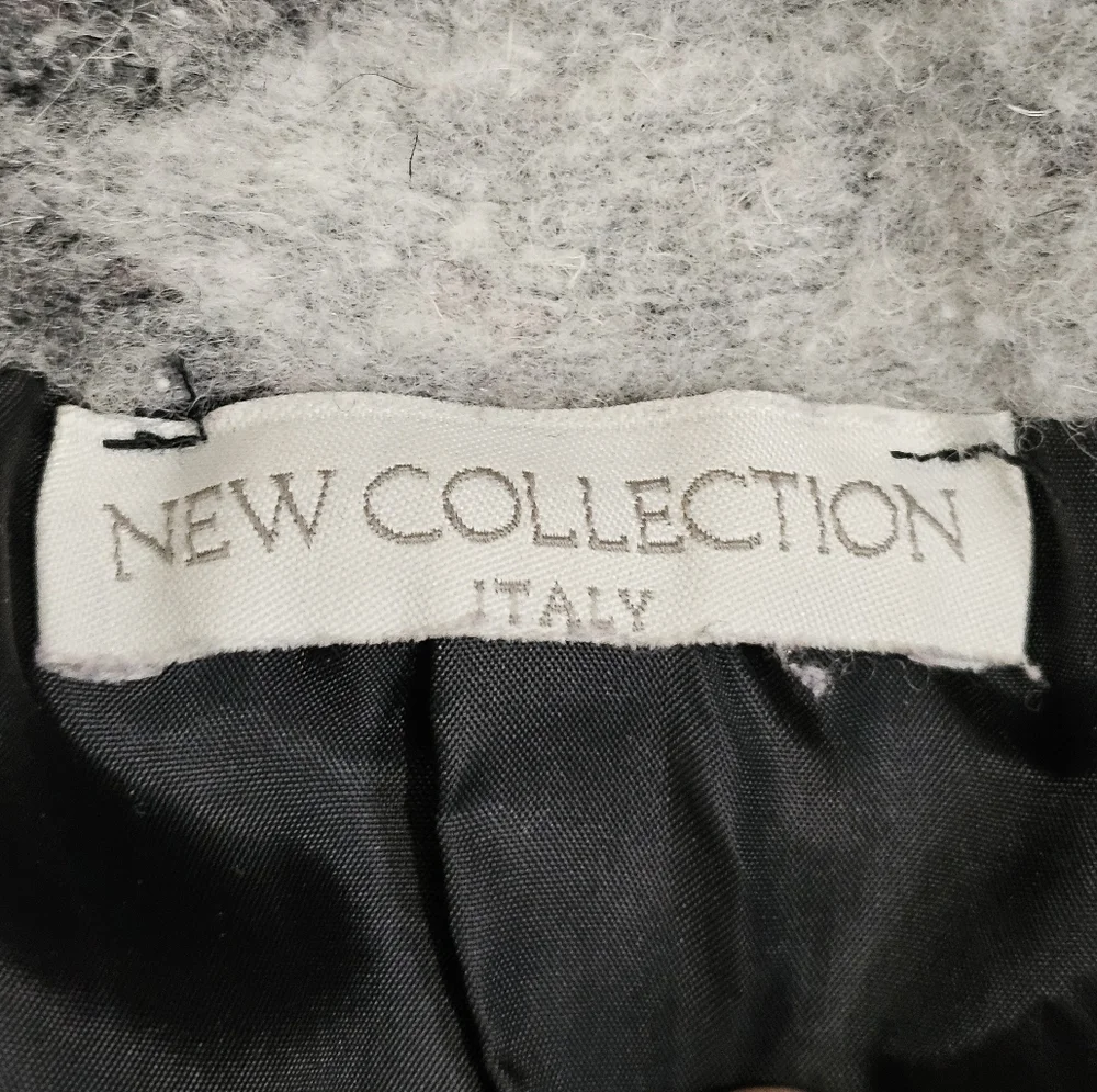 New Collection Italy Women M Red Plaid Wool Blend Coat Mod Oversized Collar Rare - Picture 5 of 7